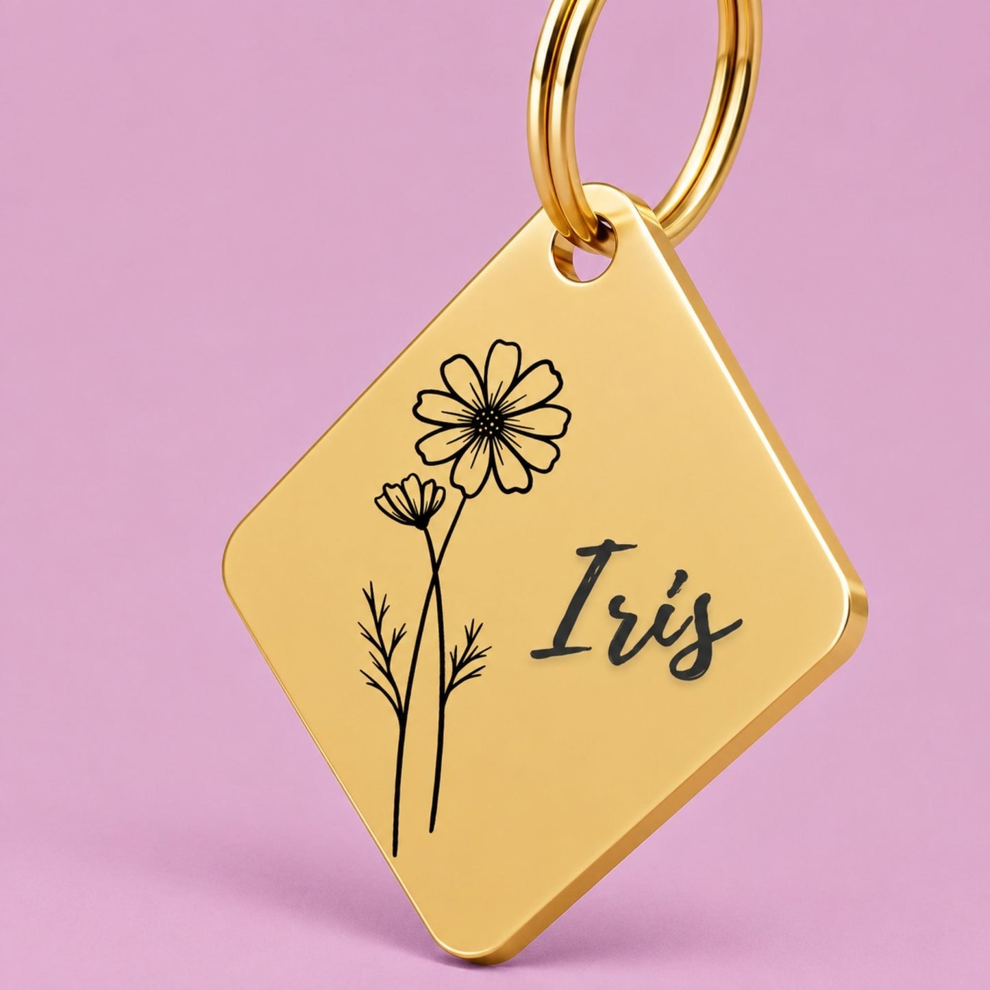 Birth Flower Dog Tag - Cosmos Birth Flower Dog Tag, October