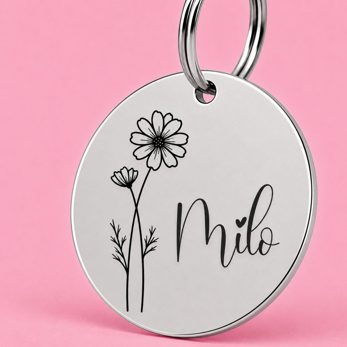 Birth Flower Dog Tag - Cosmos Birth Flower Dog Tag, October