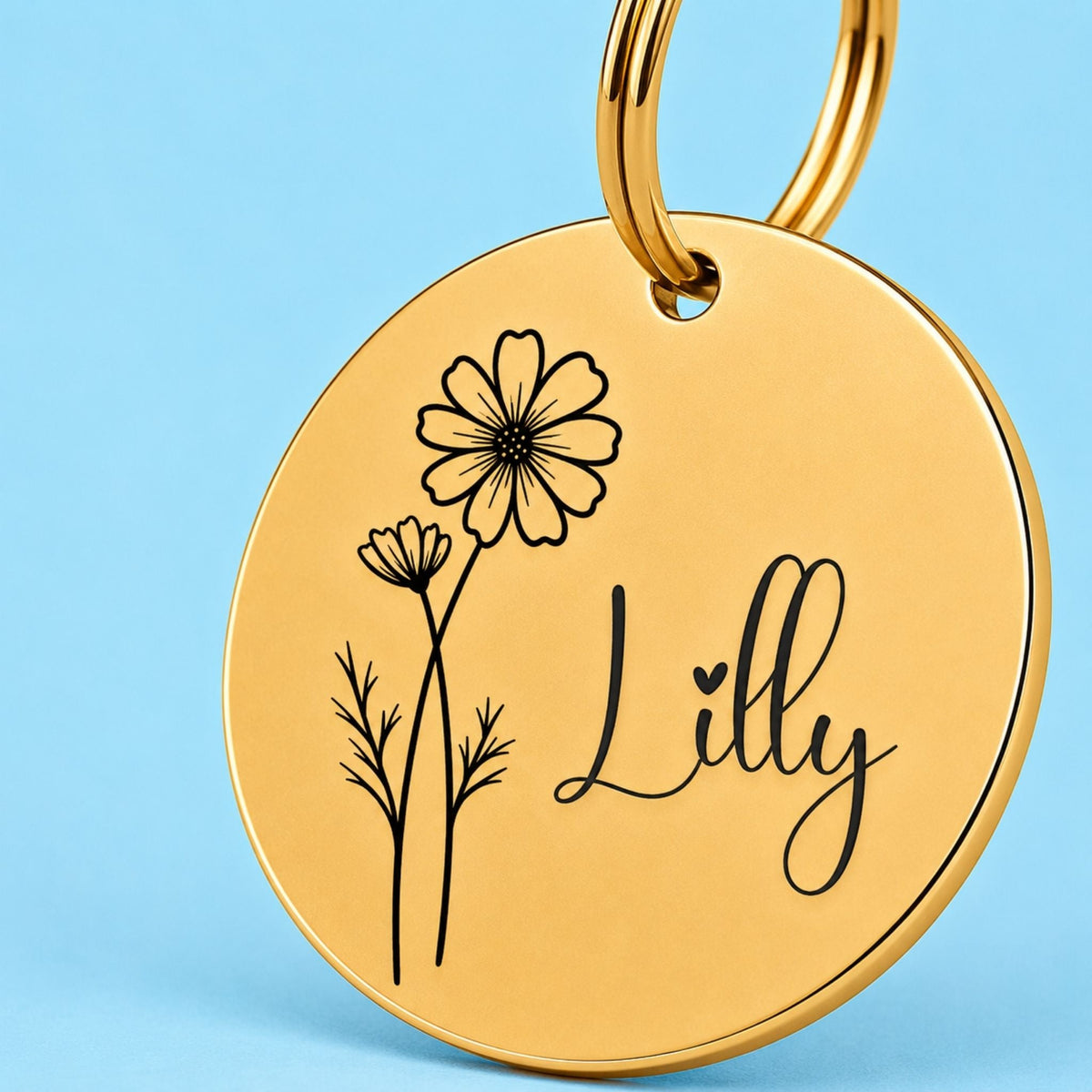 Birth Flower Dog Tag - Cosmos Birth Flower Dog Tag, October