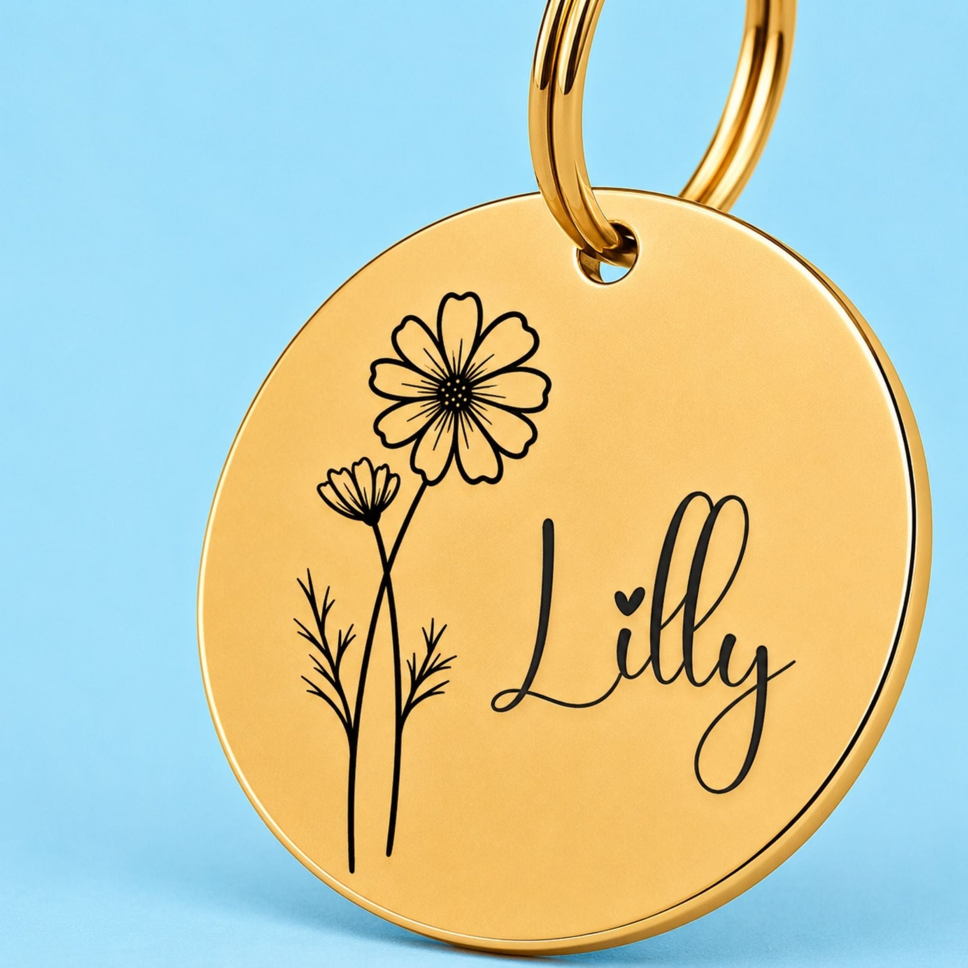 Birth Flower Dog Tag - Cosmos Birth Flower Dog Tag, October