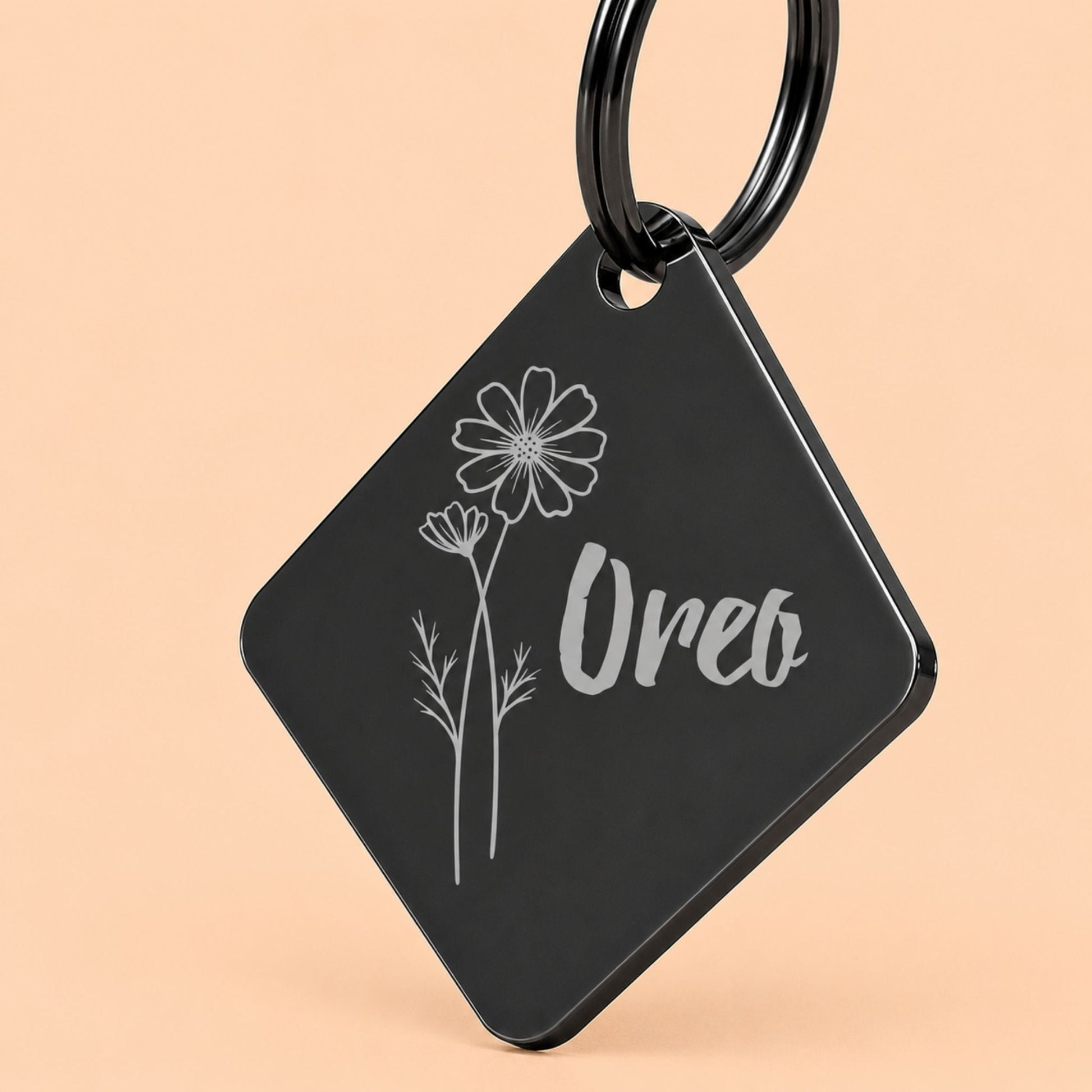 Birth Flower Dog Tag - Cosmos Birth Flower Dog Tag, October