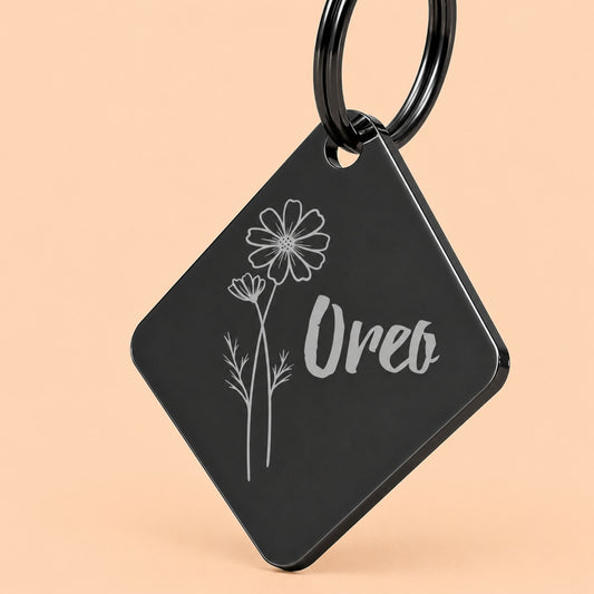 Birth Flower Dog Tag - Cosmos Birth Flower Dog Tag, October
