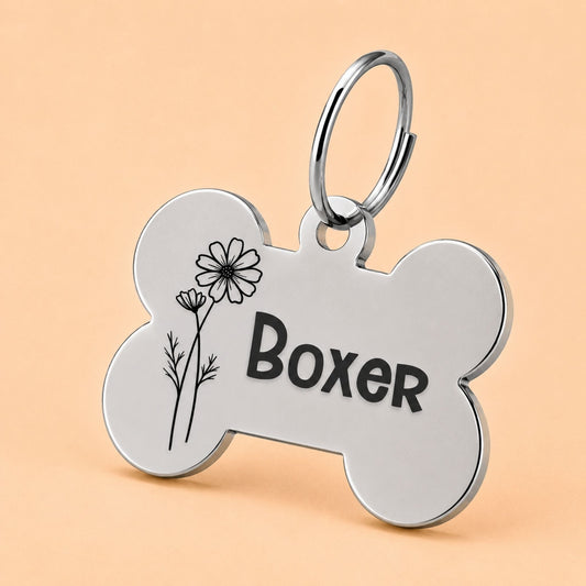 Birth Flower Dog Tag - Cosmos Birth Flower Dog Tag, October