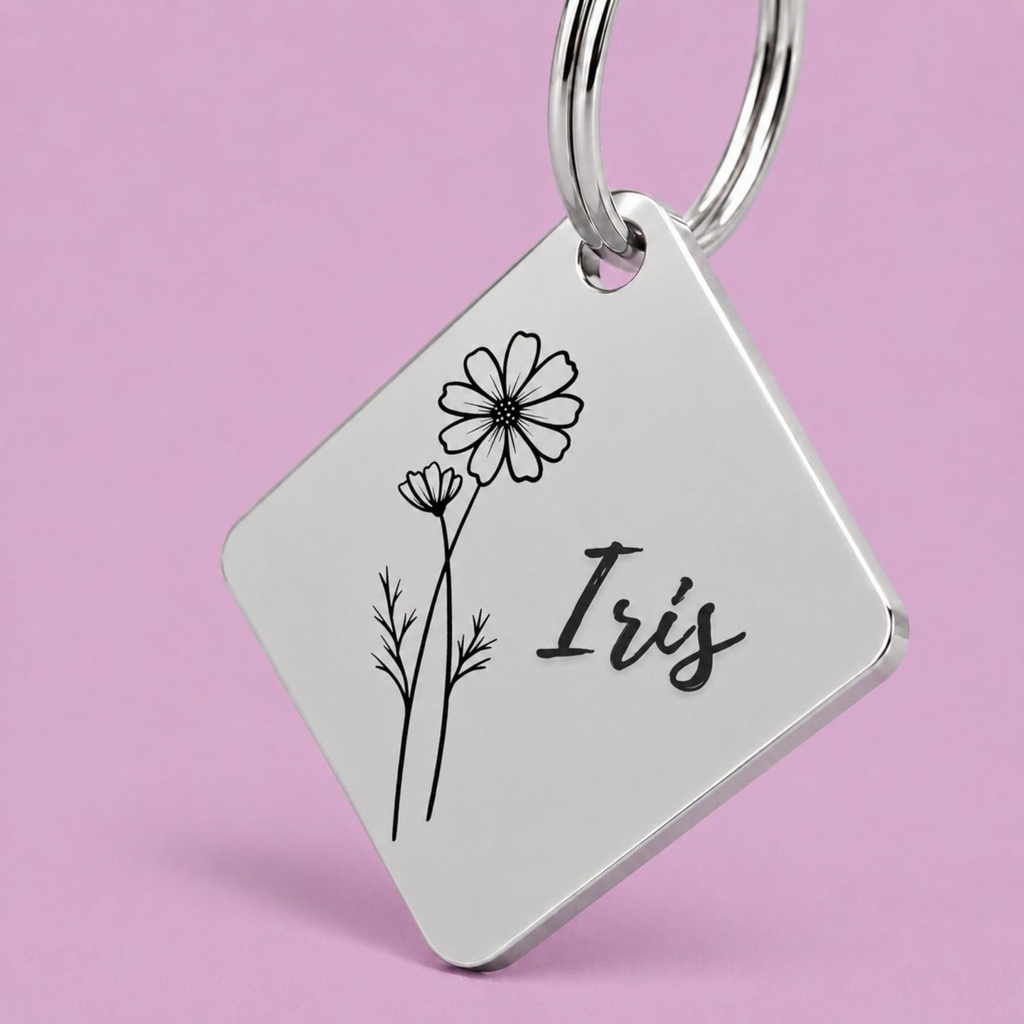 Birth Flower Dog Tag - Cosmos Birth Flower Dog Tag, October