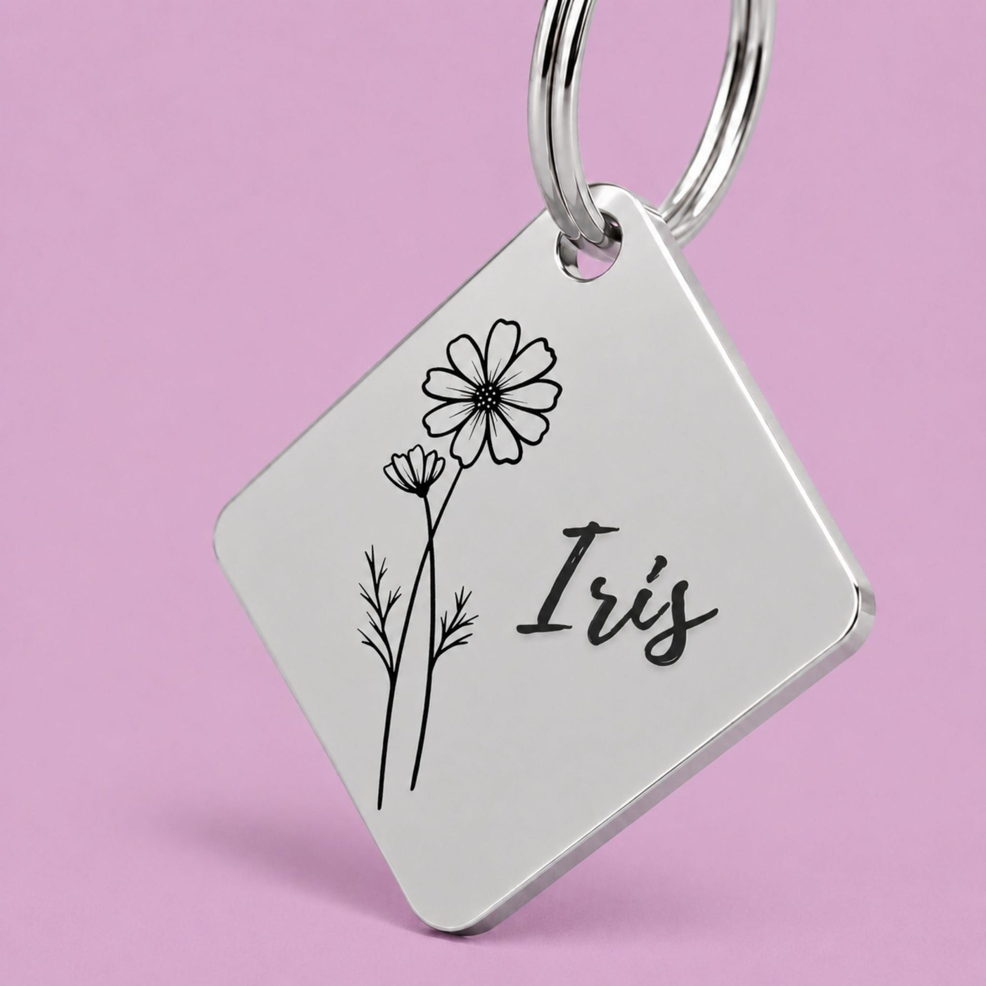 Birth Flower Dog Tag - Cosmos Birth Flower Dog Tag, October