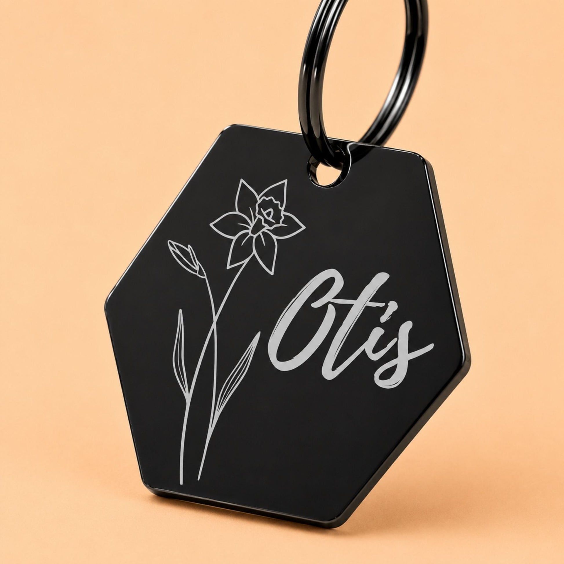 Birth Flower Dog Tag - Daffodil Birth Flower Dog Tag, March