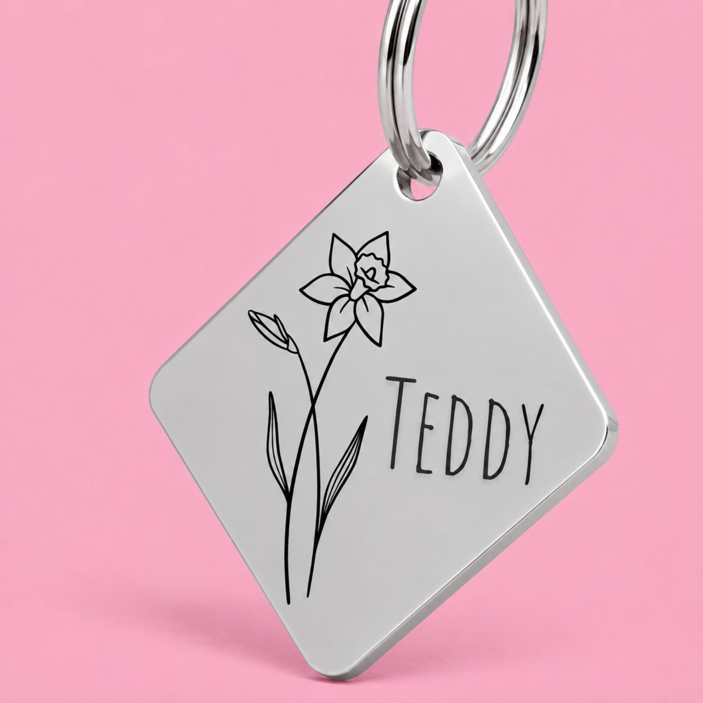 Birth Flower Dog Tag - Daffodil Birth Flower Dog Tag, March