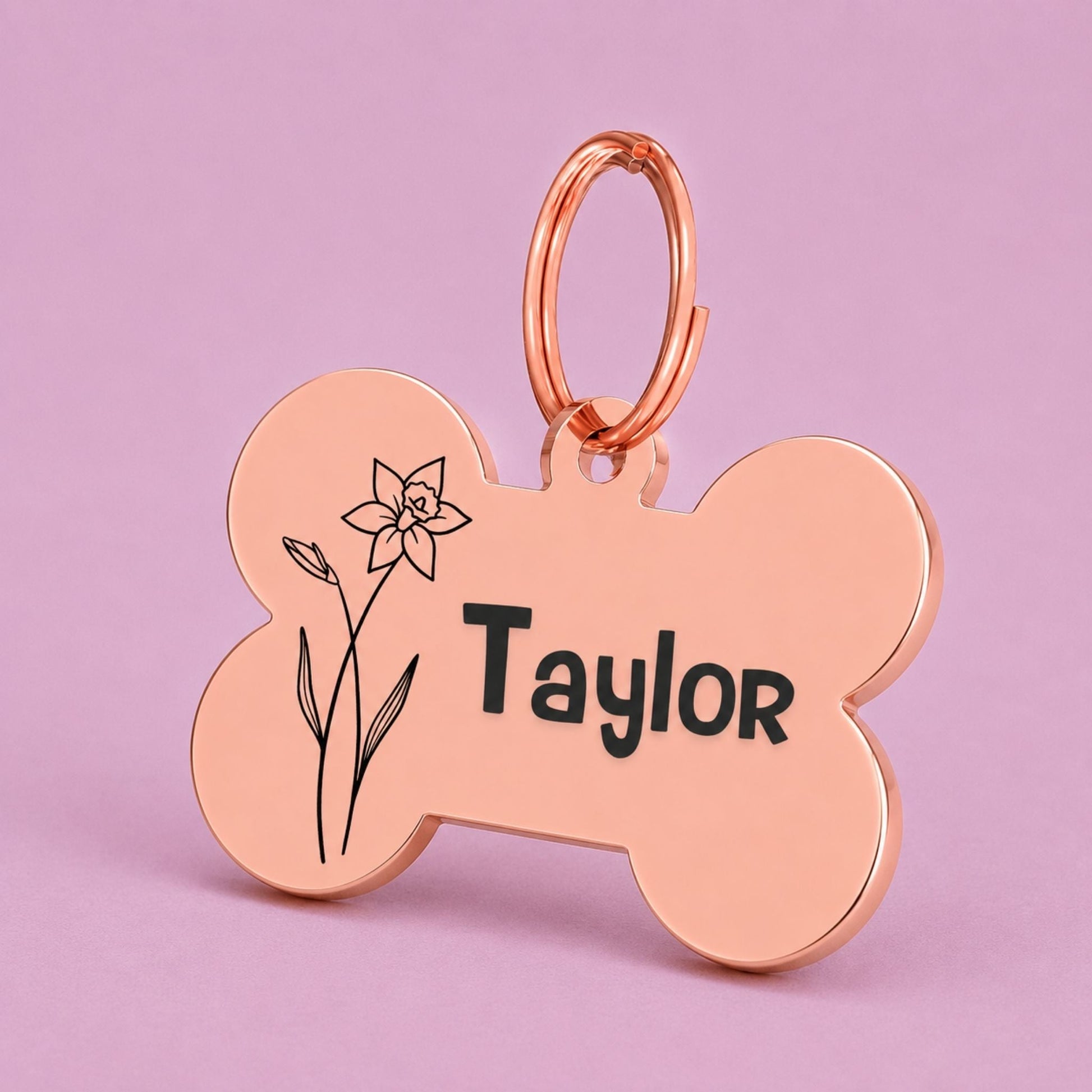 Birth Flower Dog Tag - Daffodil Birth Flower Dog Tag, March