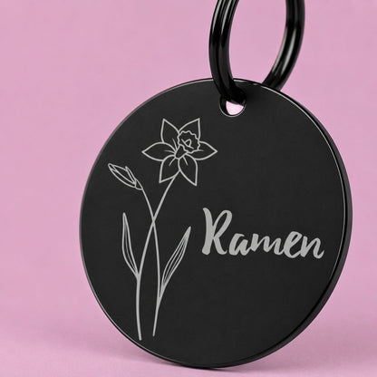 Birth Flower Dog Tag - Daffodil Birth Flower Dog Tag, March