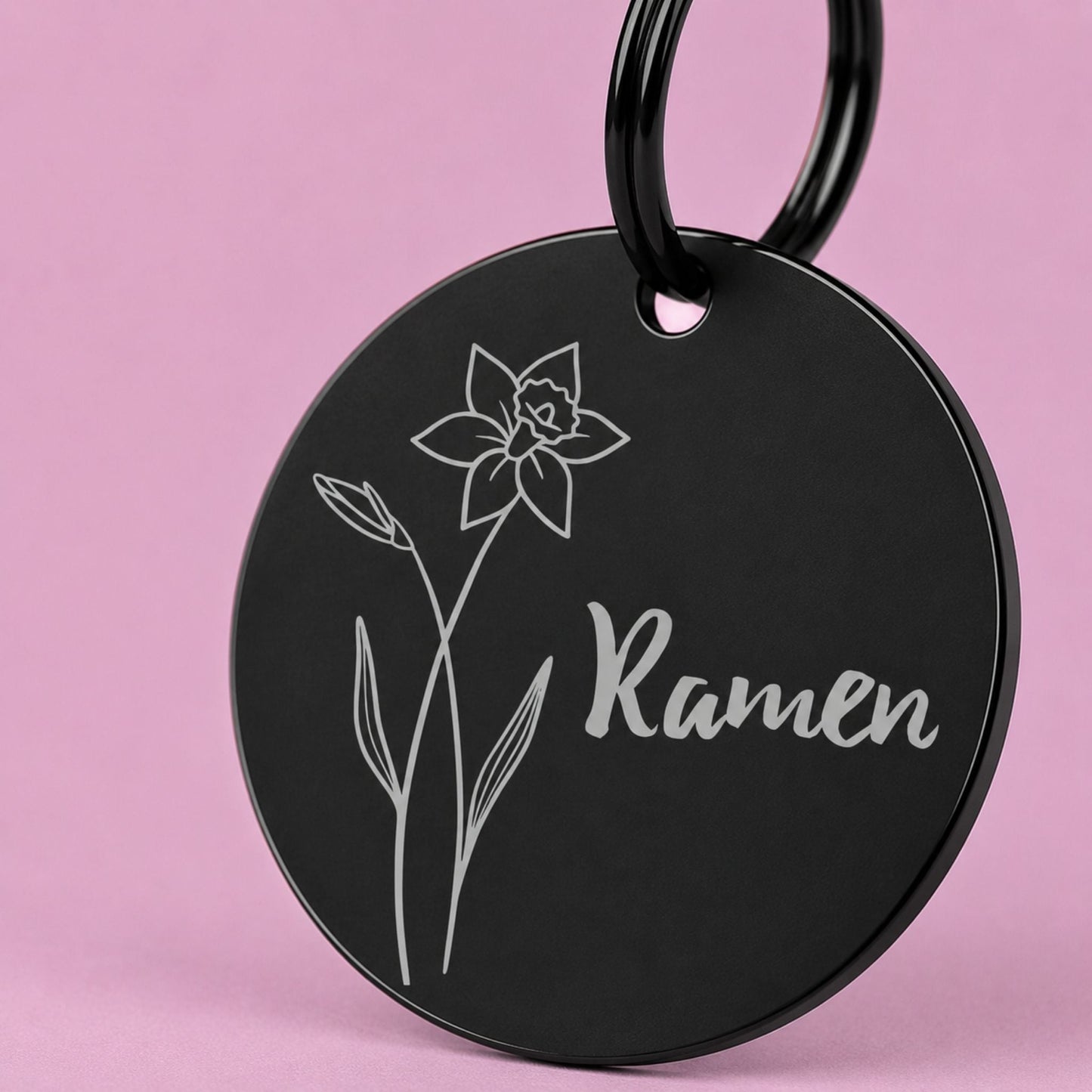 Birth Flower Dog Tag - Daffodil Birth Flower Dog Tag, March