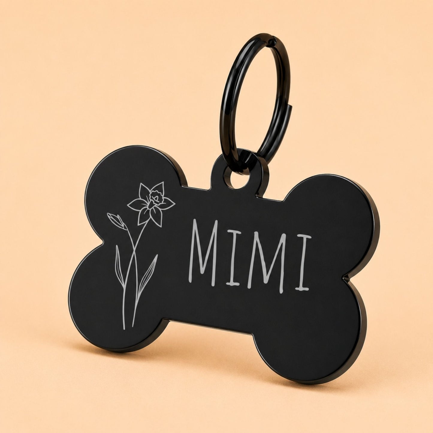Birth Flower Dog Tag - Daffodil Birth Flower Dog Tag, March