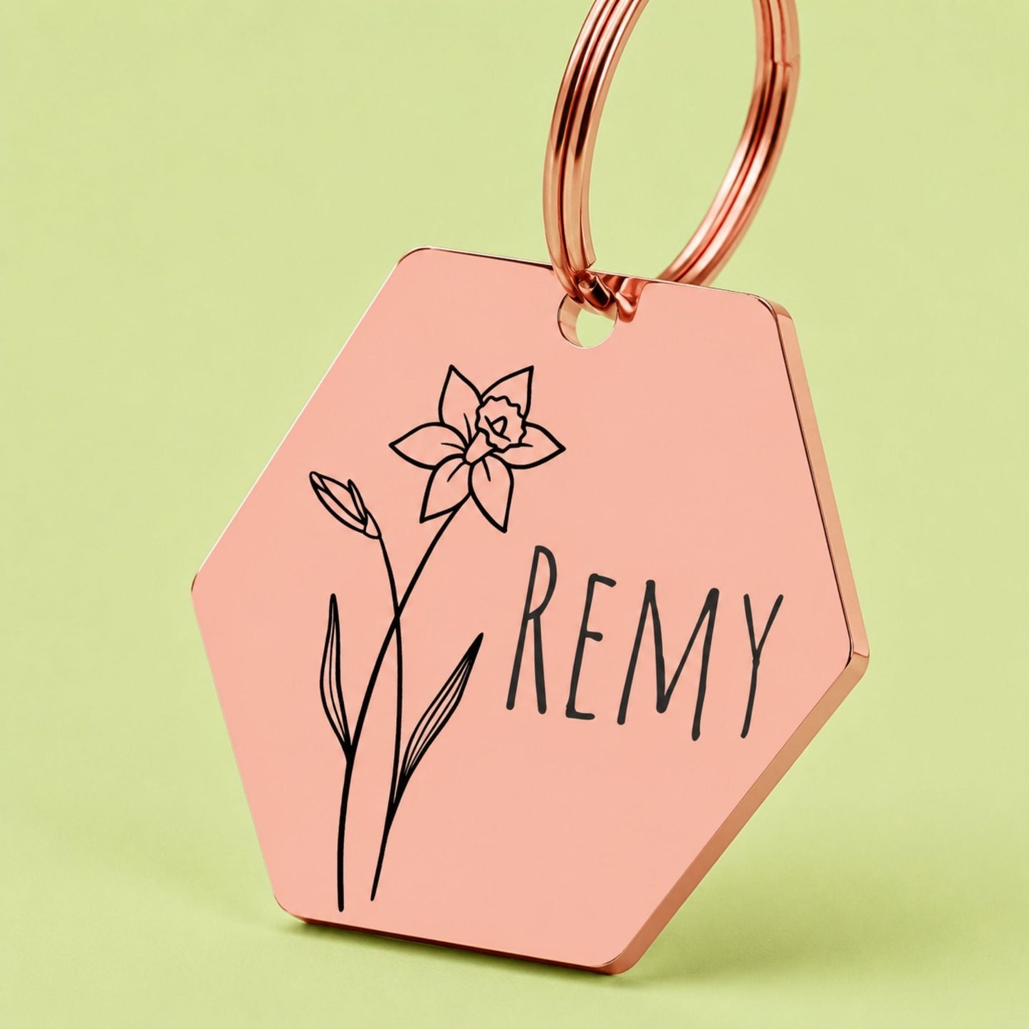 Birth Flower Dog Tag - Daffodil Birth Flower Dog Tag, March