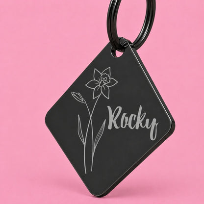 Birth Flower Dog Tag - Daffodil Birth Flower Dog Tag, March