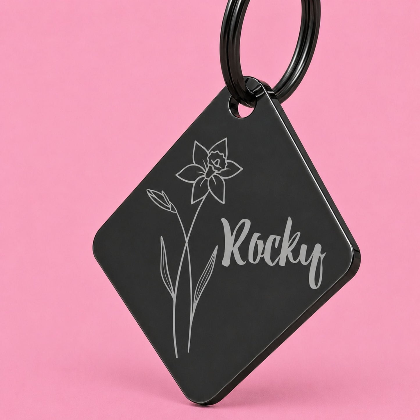 Birth Flower Dog Tag - Daffodil Birth Flower Dog Tag, March