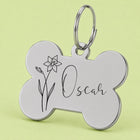 Daffodil Birth Flower Dog Tag, Personalized for March Pets