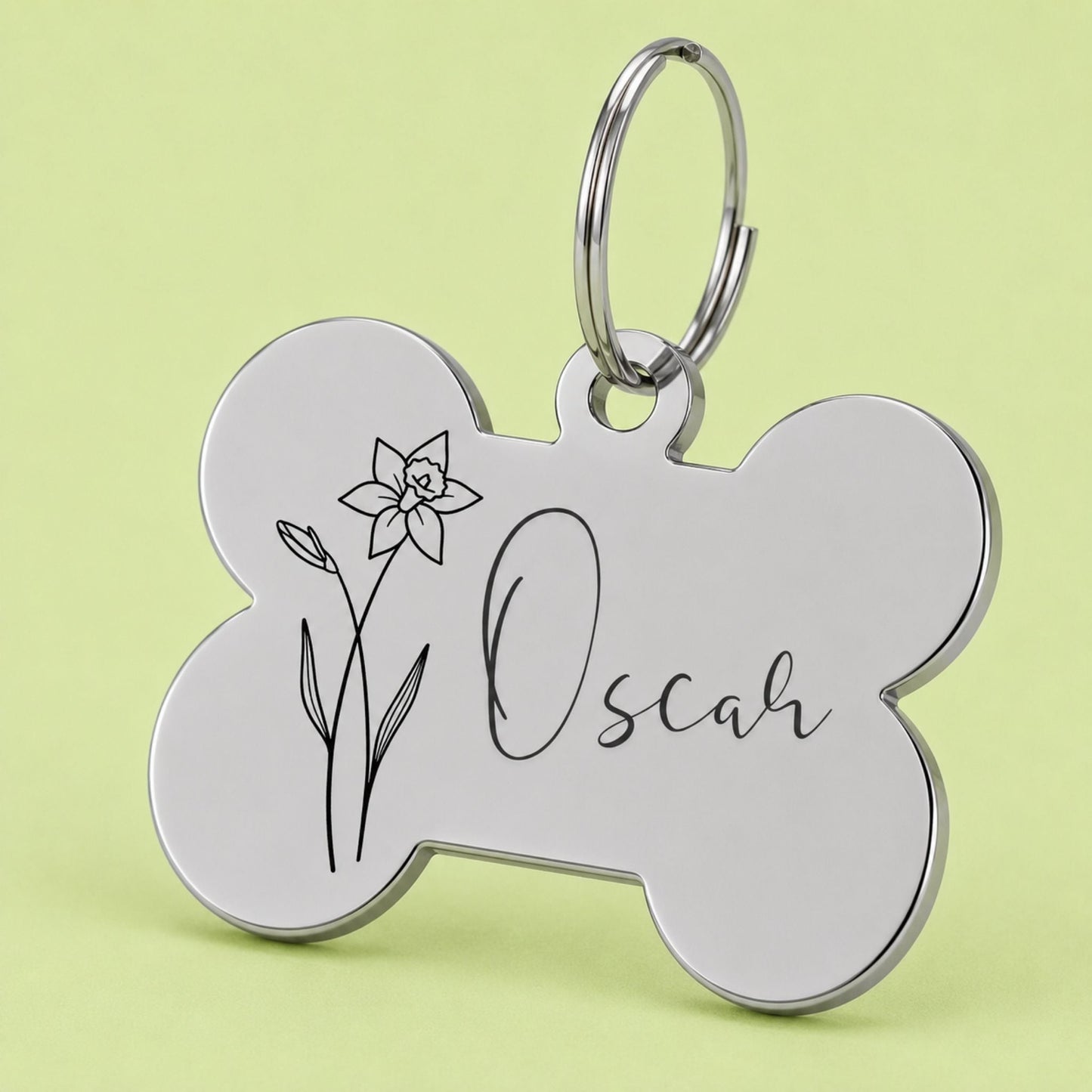 Birth Flower Dog Tag - Daffodil Birth Flower Dog Tag, March