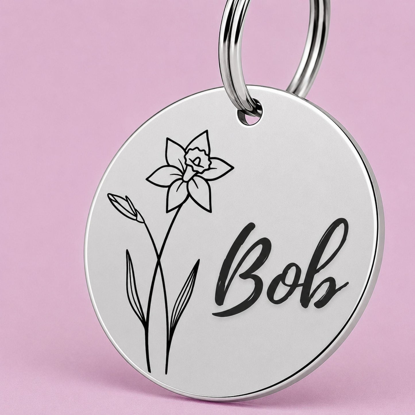 Birth Flower Dog Tag - Daffodil Birth Flower Dog Tag, March