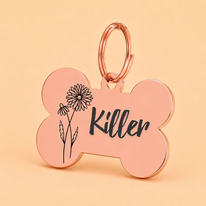 Birth Flower Dog Tag - Daisy Birth Flower Dog Tag, April