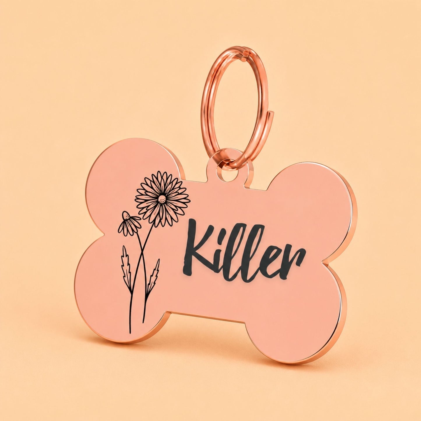 Birth Flower Dog Tag - Daisy Birth Flower Dog Tag, April