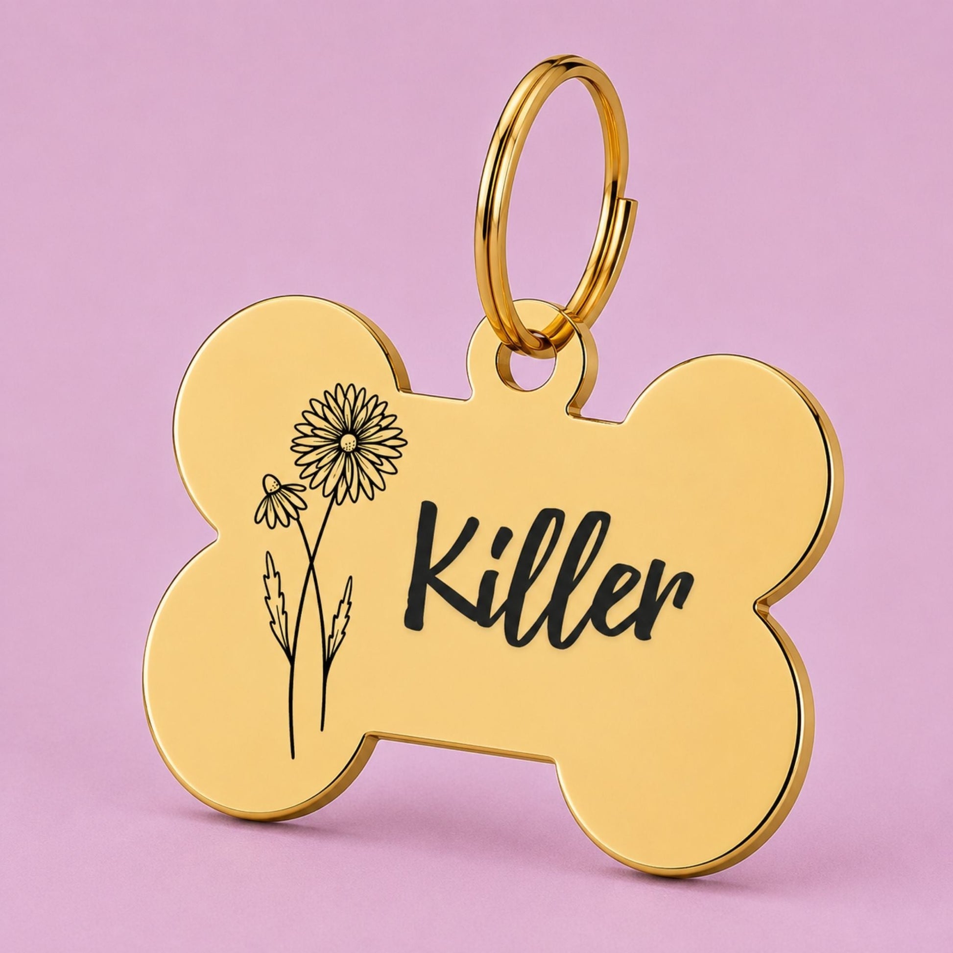 Birth Flower Dog Tag - Daisy Birth Flower Dog Tag, April