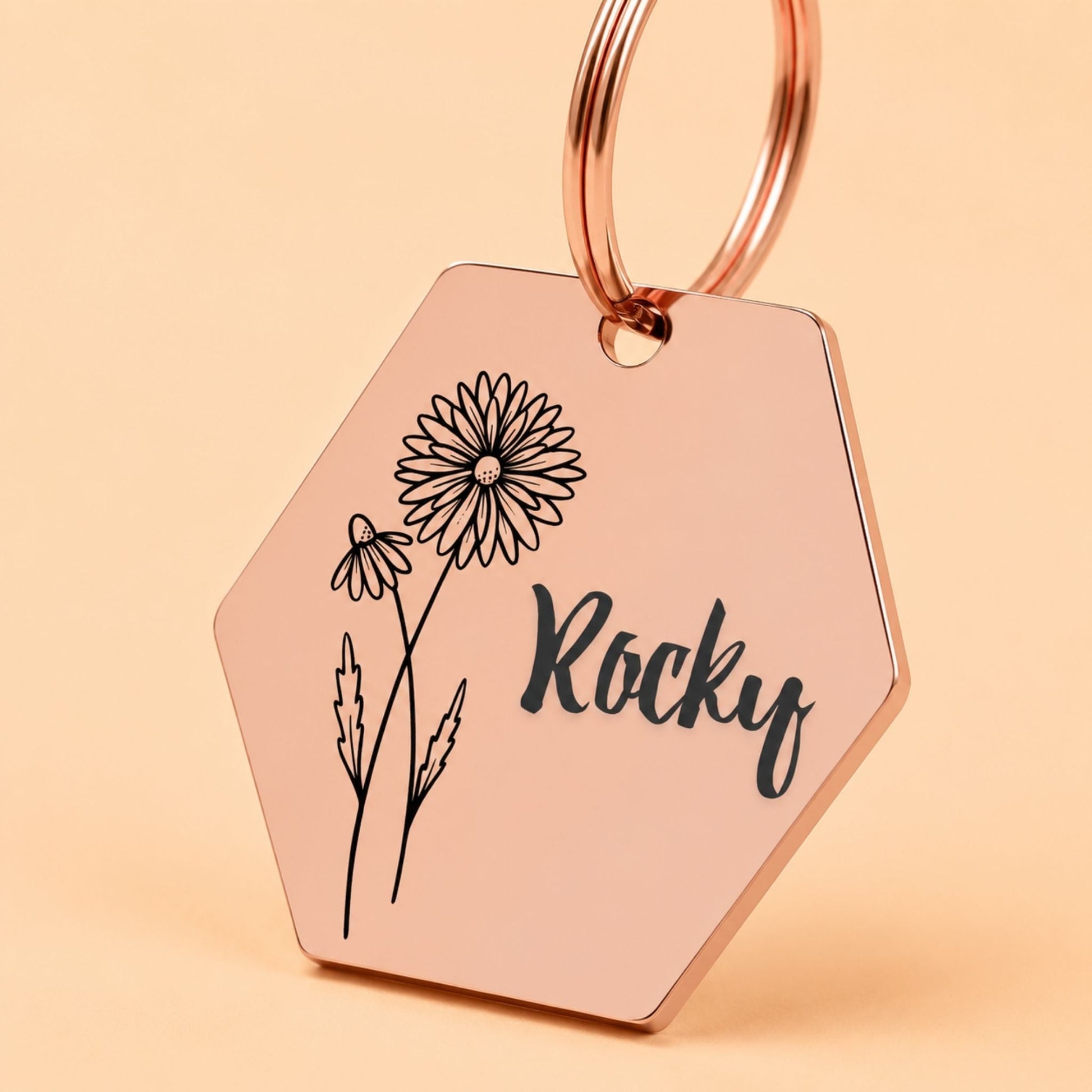 Birth Flower Dog Tag - Daisy Birth Flower Dog Tag, April