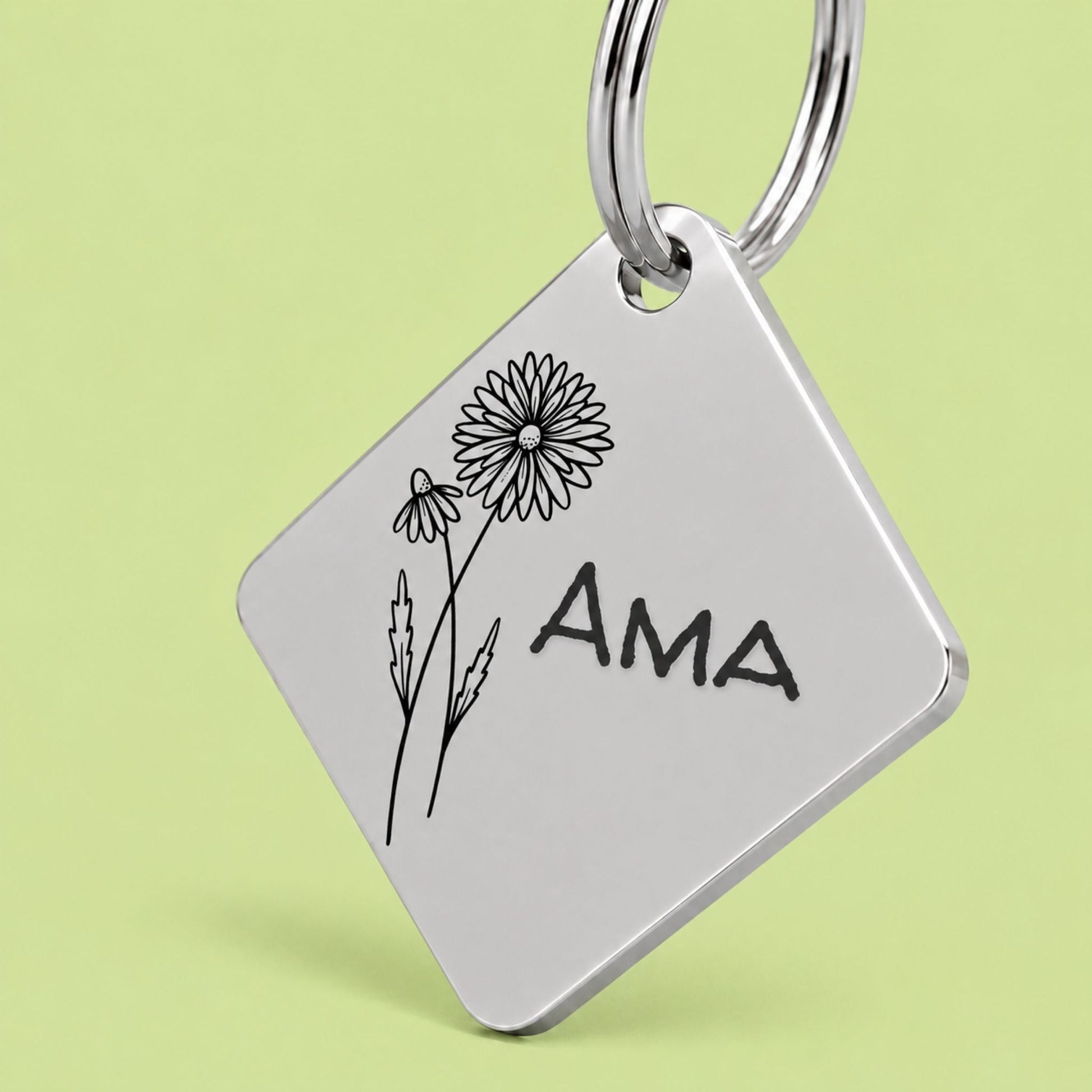 Birth Flower Dog Tag - Daisy Birth Flower Dog Tag, April
