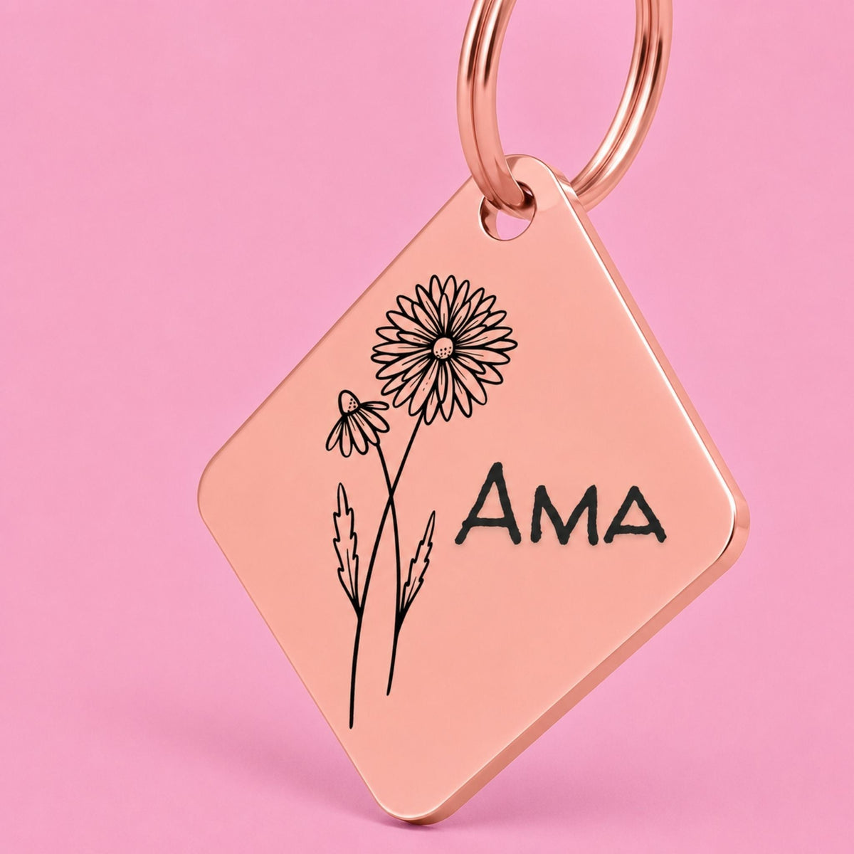 Birth Flower Dog Tag - Daisy Birth Flower Dog Tag, April