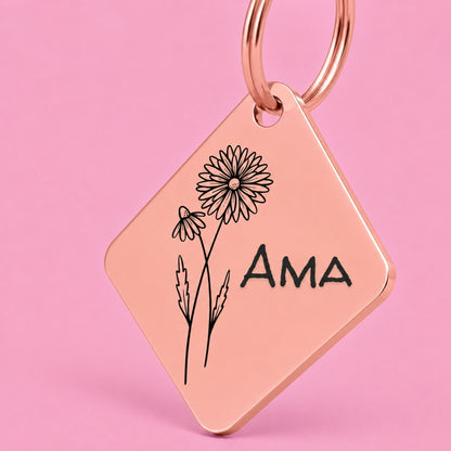 Birth Flower Dog Tag - Daisy Birth Flower Dog Tag, April