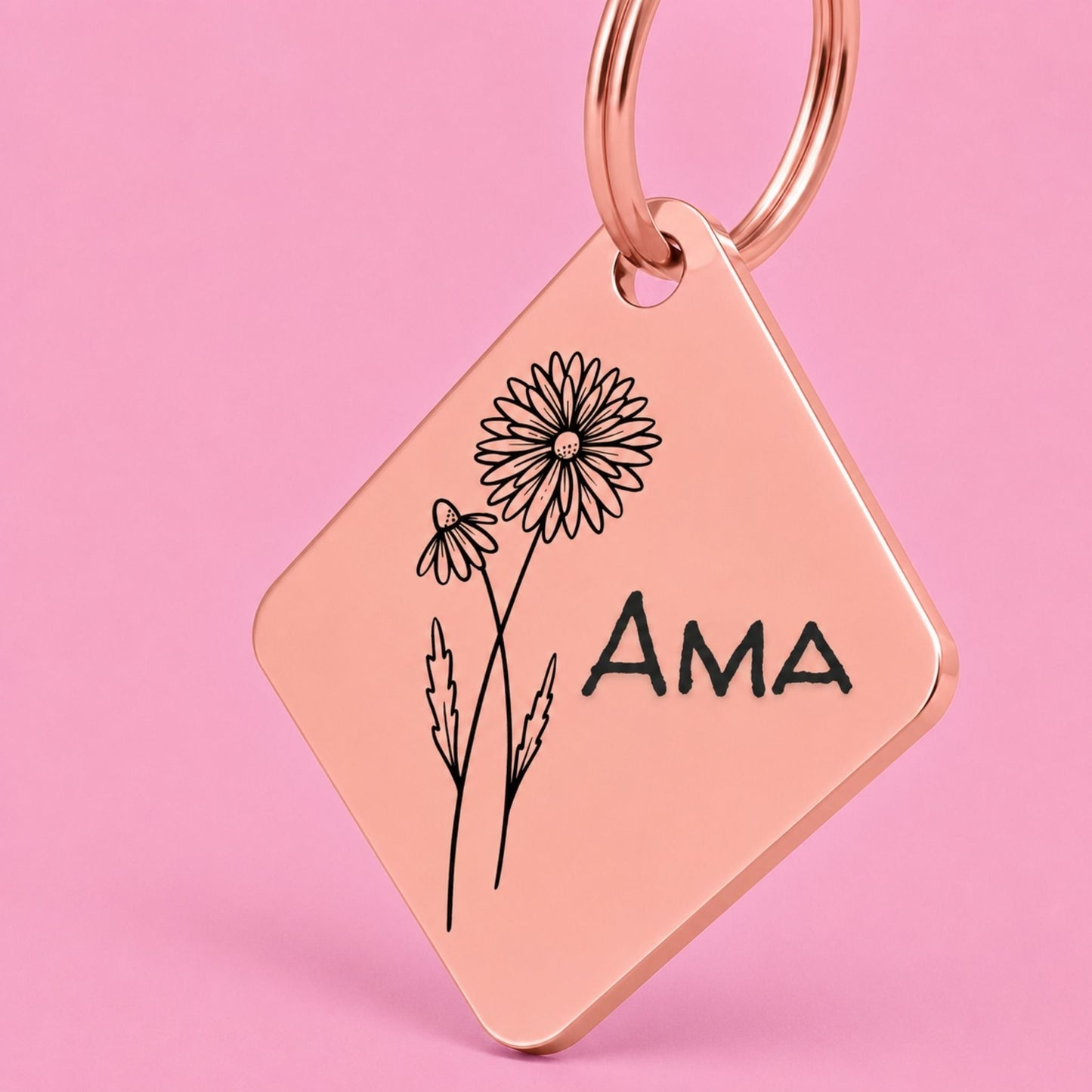 Birth Flower Dog Tag - Daisy Birth Flower Dog Tag, April
