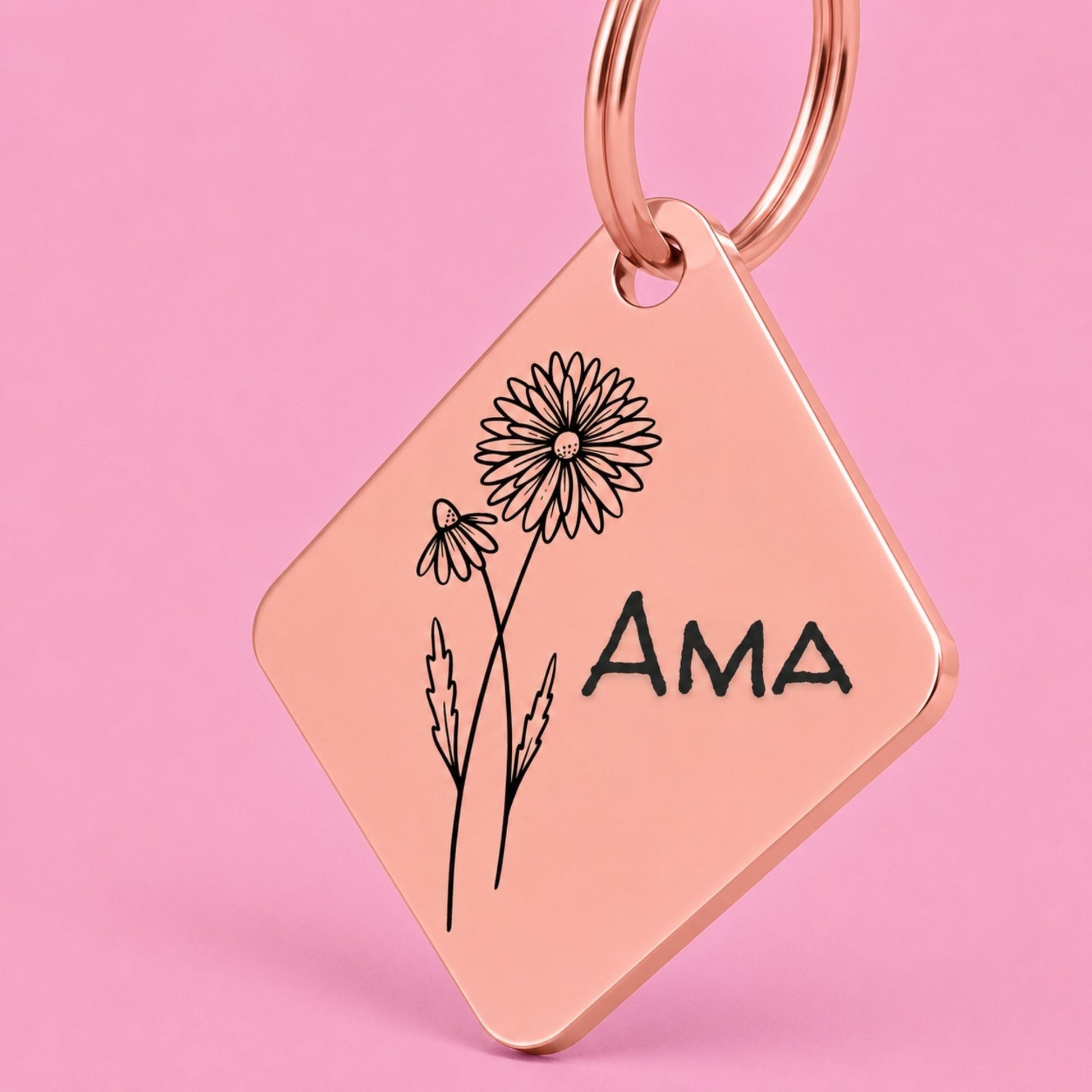 Birth Flower Dog Tag - Daisy Birth Flower Dog Tag, April