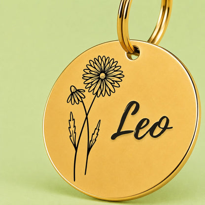 Birth Flower Dog Tag - Daisy Birth Flower Dog Tag, April