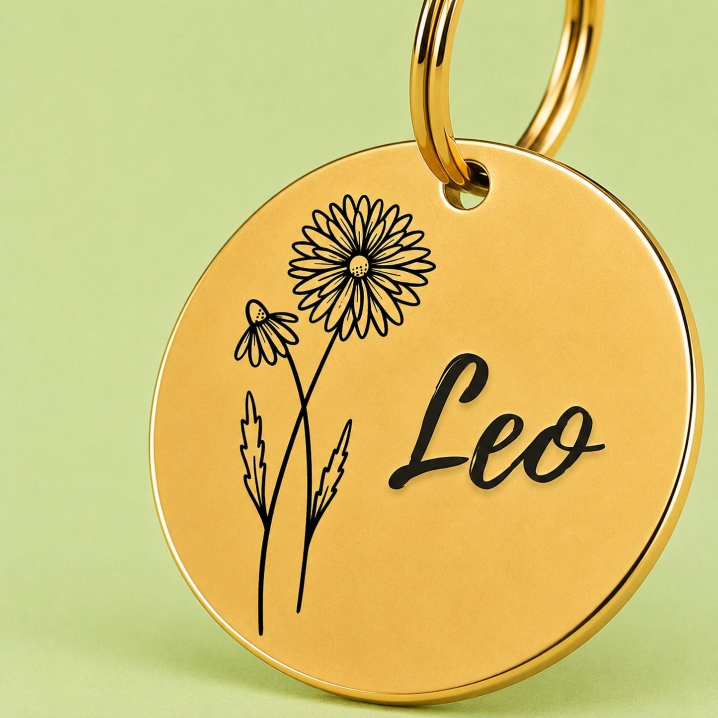 Birth Flower Dog Tag - Daisy Birth Flower Dog Tag, April