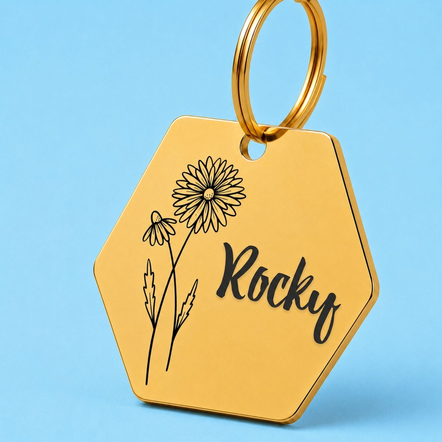 Birth Flower Dog Tag - Daisy Birth Flower Dog Tag, April