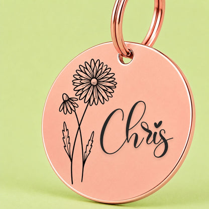 Birth Flower Dog Tag - Daisy Birth Flower Dog Tag, April