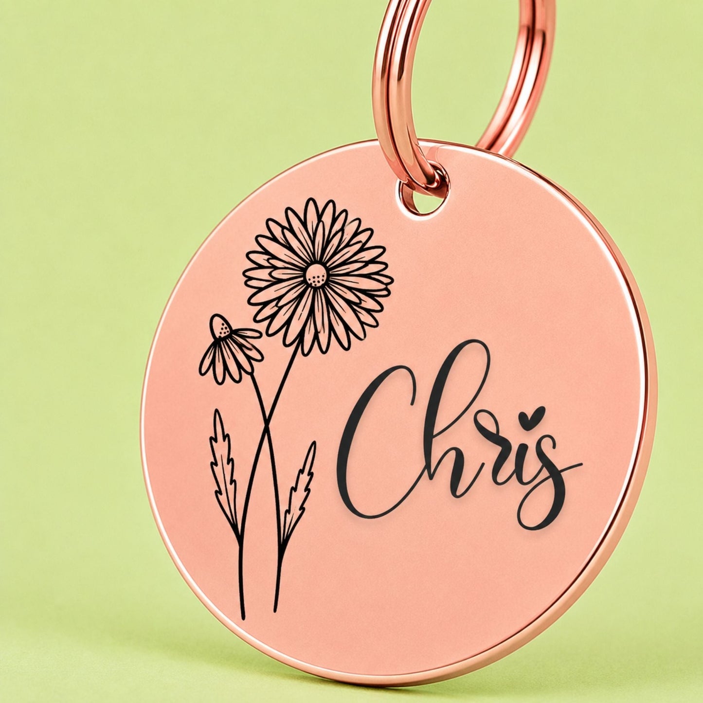 Birth Flower Dog Tag - Daisy Birth Flower Dog Tag, April
