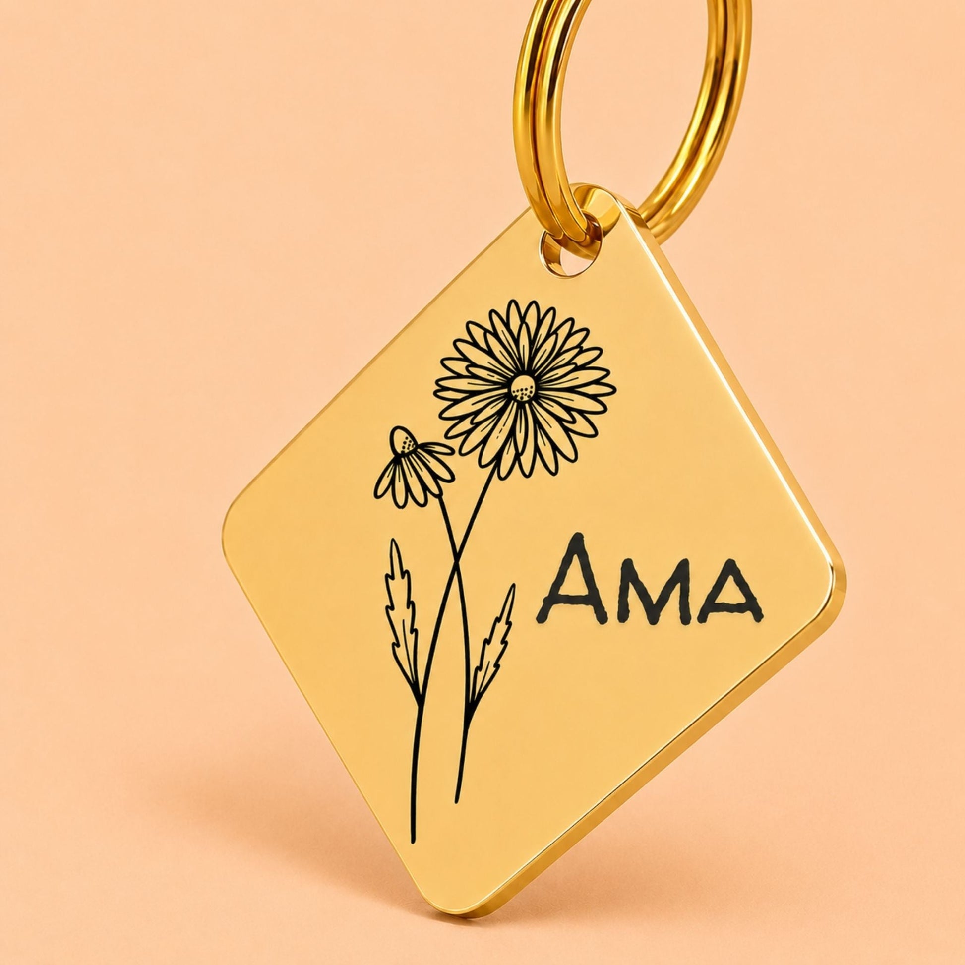 Birth Flower Dog Tag - Daisy Birth Flower Dog Tag, April