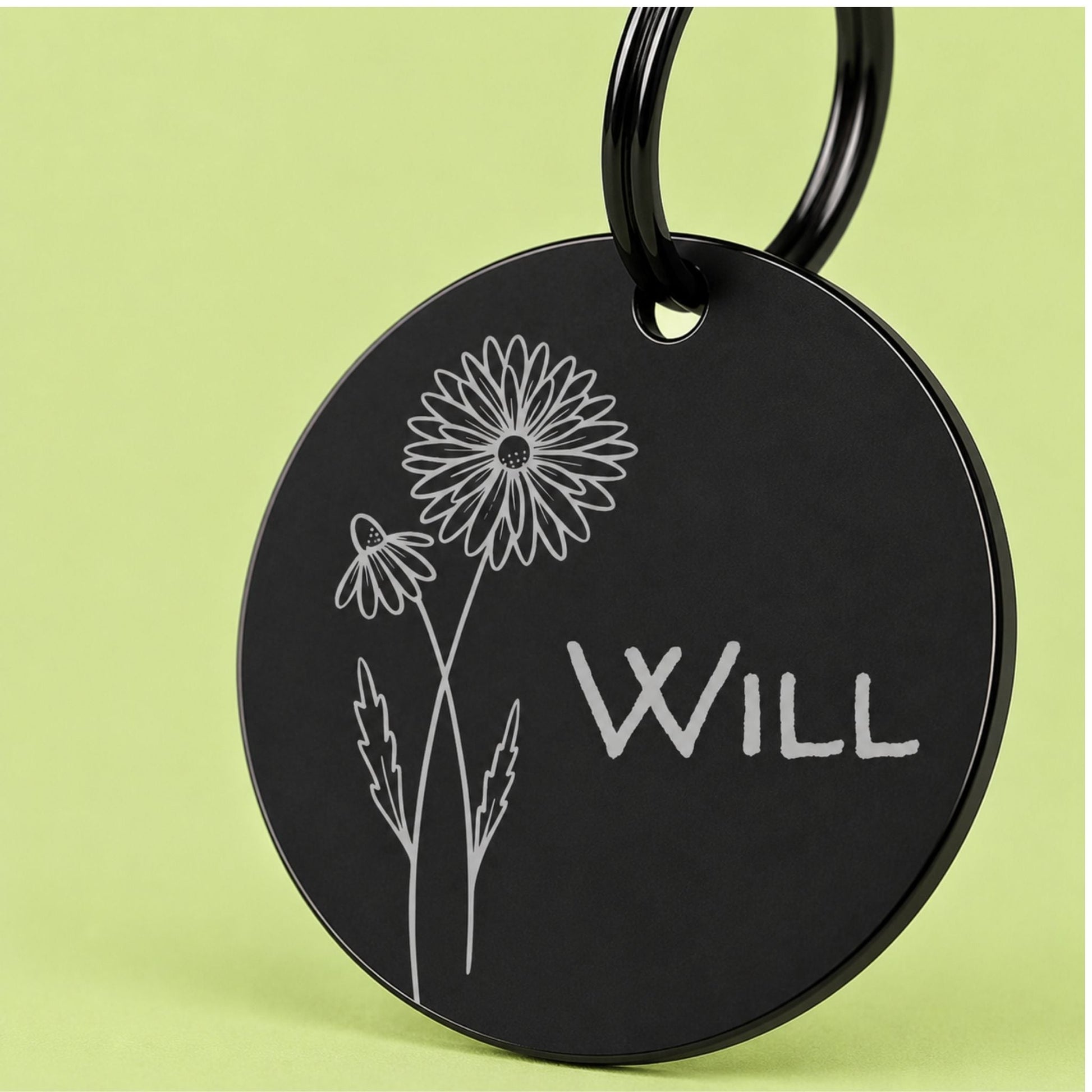 Birth Flower Dog Tag - Daisy Birth Flower Dog Tag, April