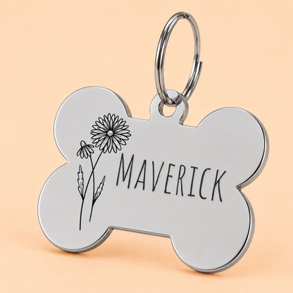 Birth Flower Dog Tag - Daisy Birth Flower Dog Tag, April