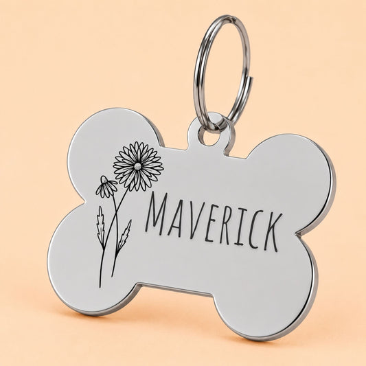 Birth Flower Dog Tag - Daisy Birth Flower Dog Tag, April