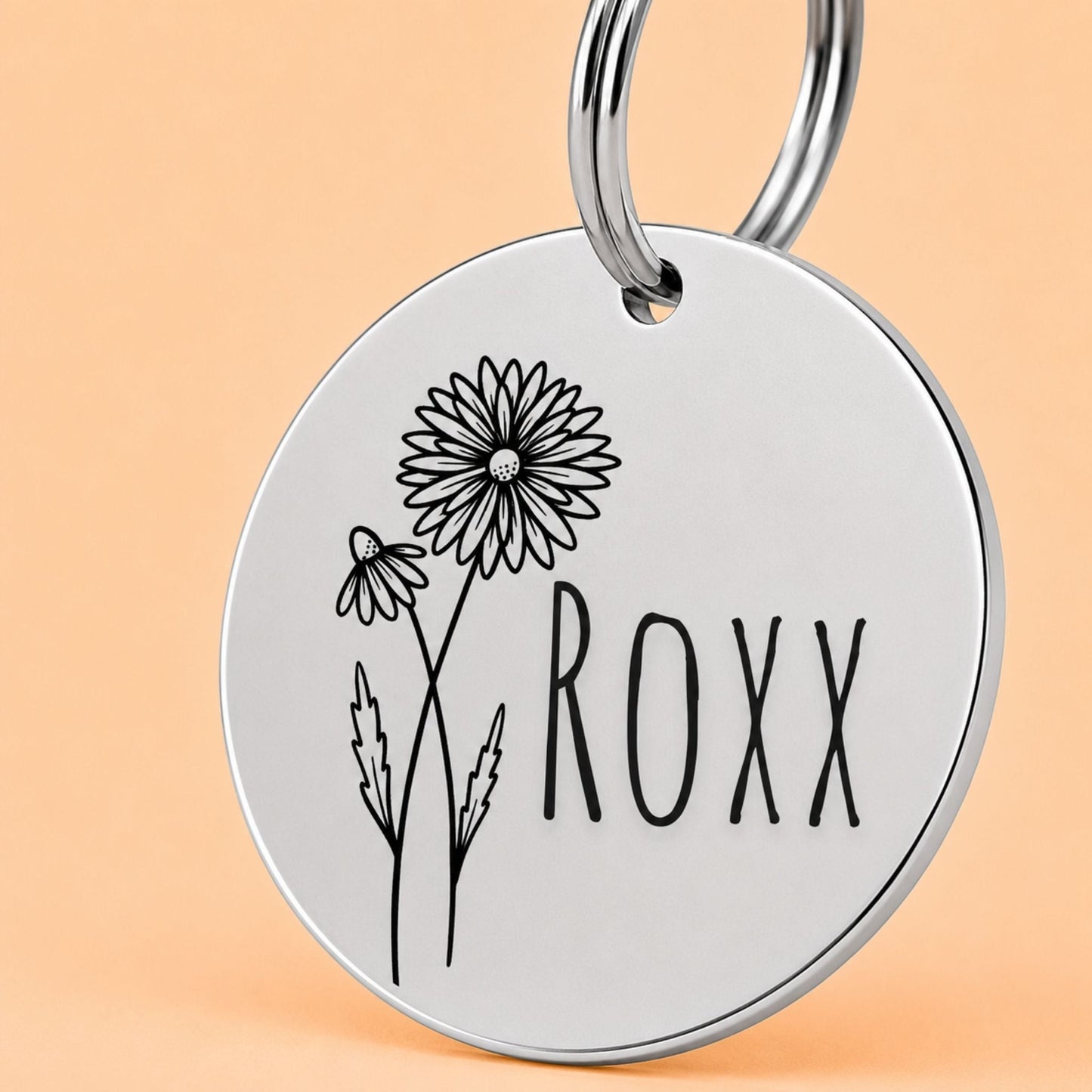 Birth Flower Dog Tag - Daisy Birth Flower Dog Tag, April
