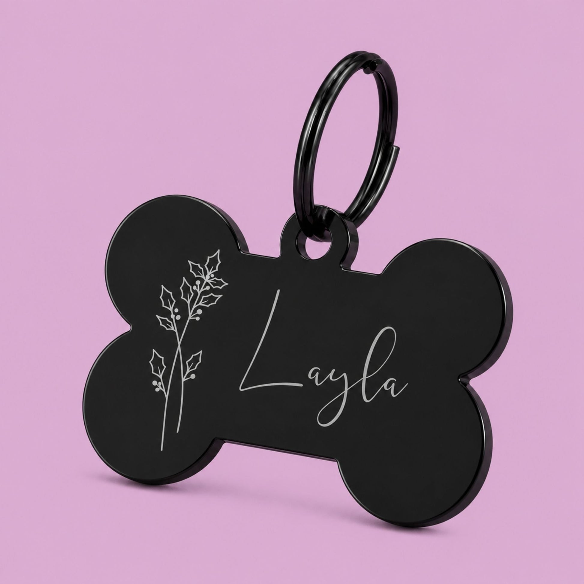 Birth Flower Dog Tag - Holly Berry Birth Flower Dog Tag, December