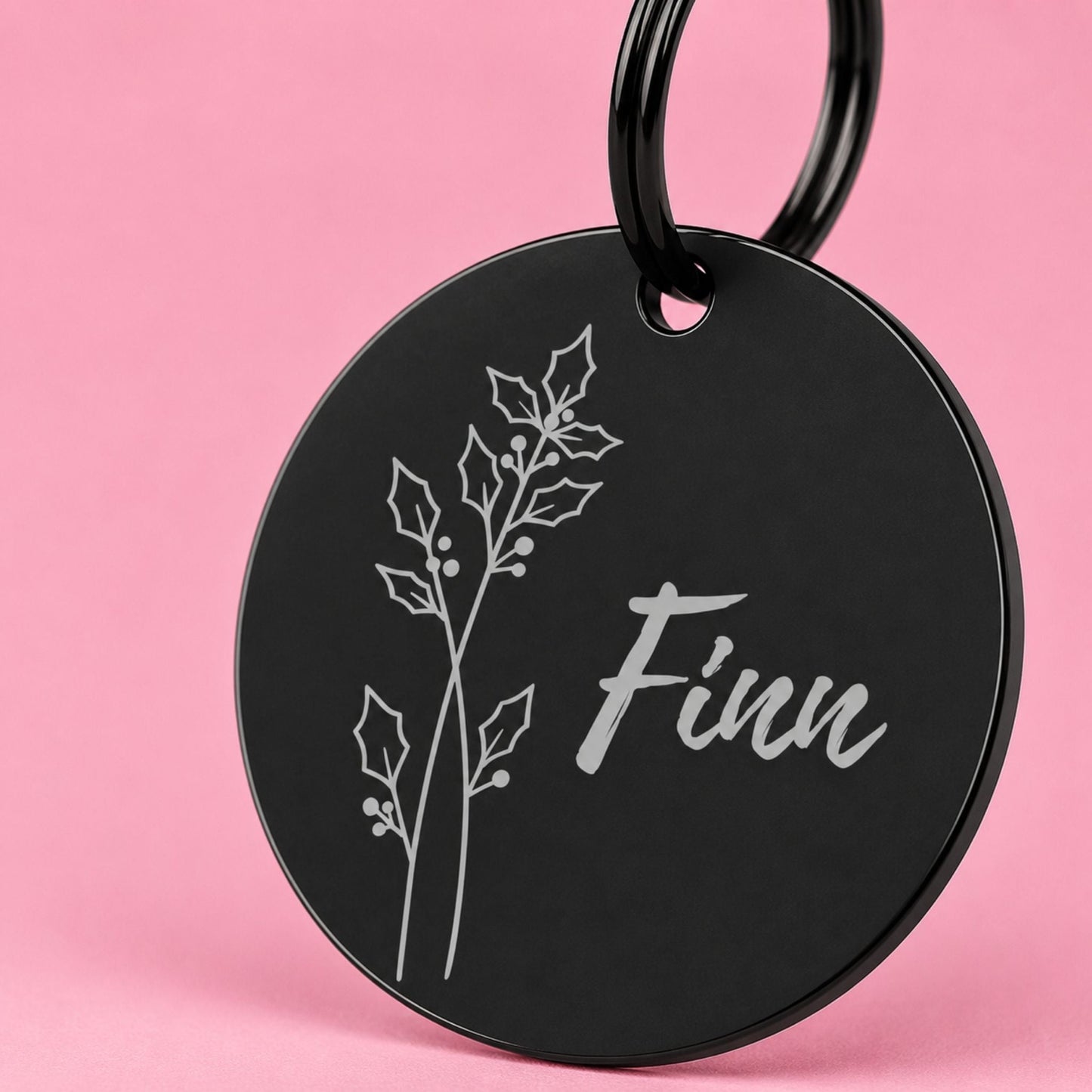 Birth Flower Dog Tag - Holly Berry Birth Flower Dog Tag, December