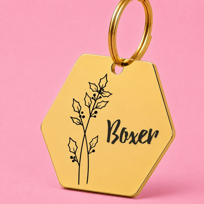 Birth Flower Dog Tag - Holly Berry Birth Flower Dog Tag, December