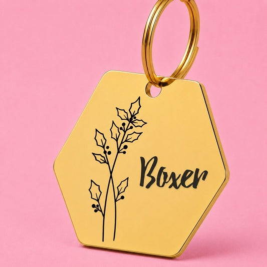 Birth Flower Dog Tag - Holly Berry Birth Flower Dog Tag, December