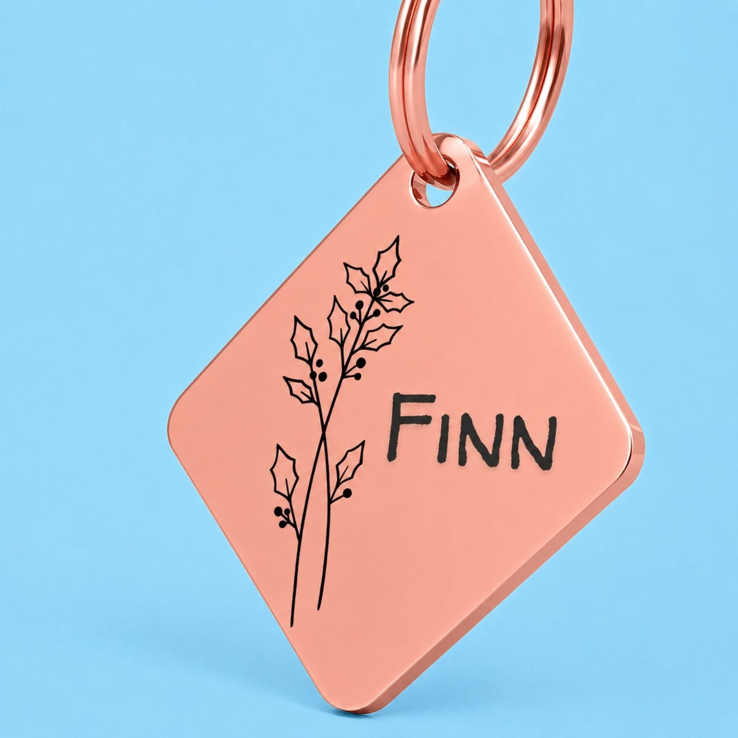 Birth Flower Dog Tag - Holly Berry Birth Flower Dog Tag, December
