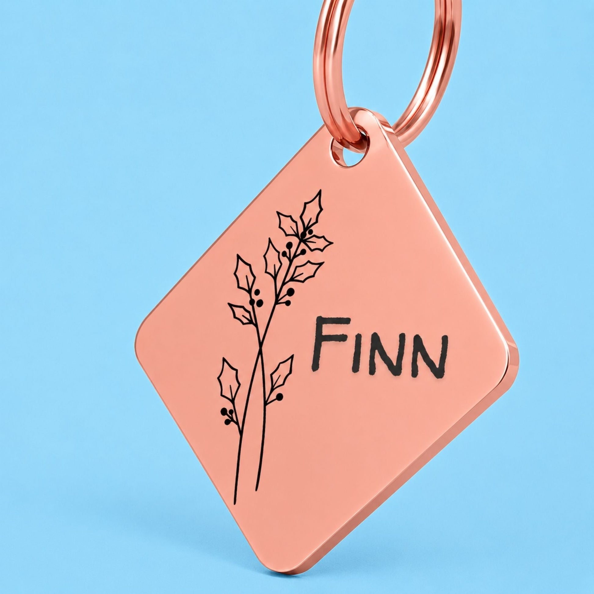 Birth Flower Dog Tag - Holly Berry Birth Flower Dog Tag, December