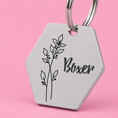 Birth Flower Dog Tag - Holly Berry Birth Flower Dog Tag, December