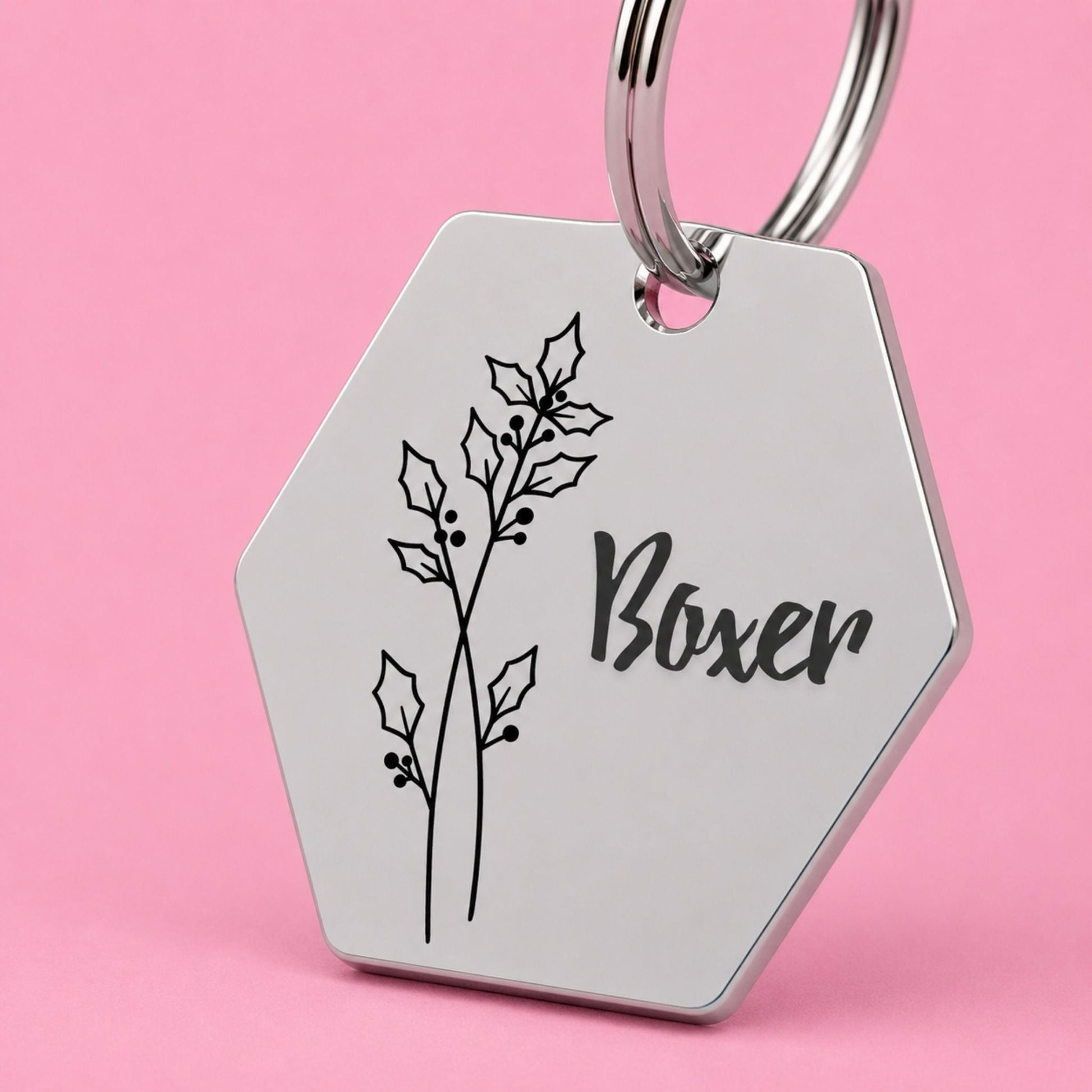Birth Flower Dog Tag - Holly Berry Birth Flower Dog Tag, December