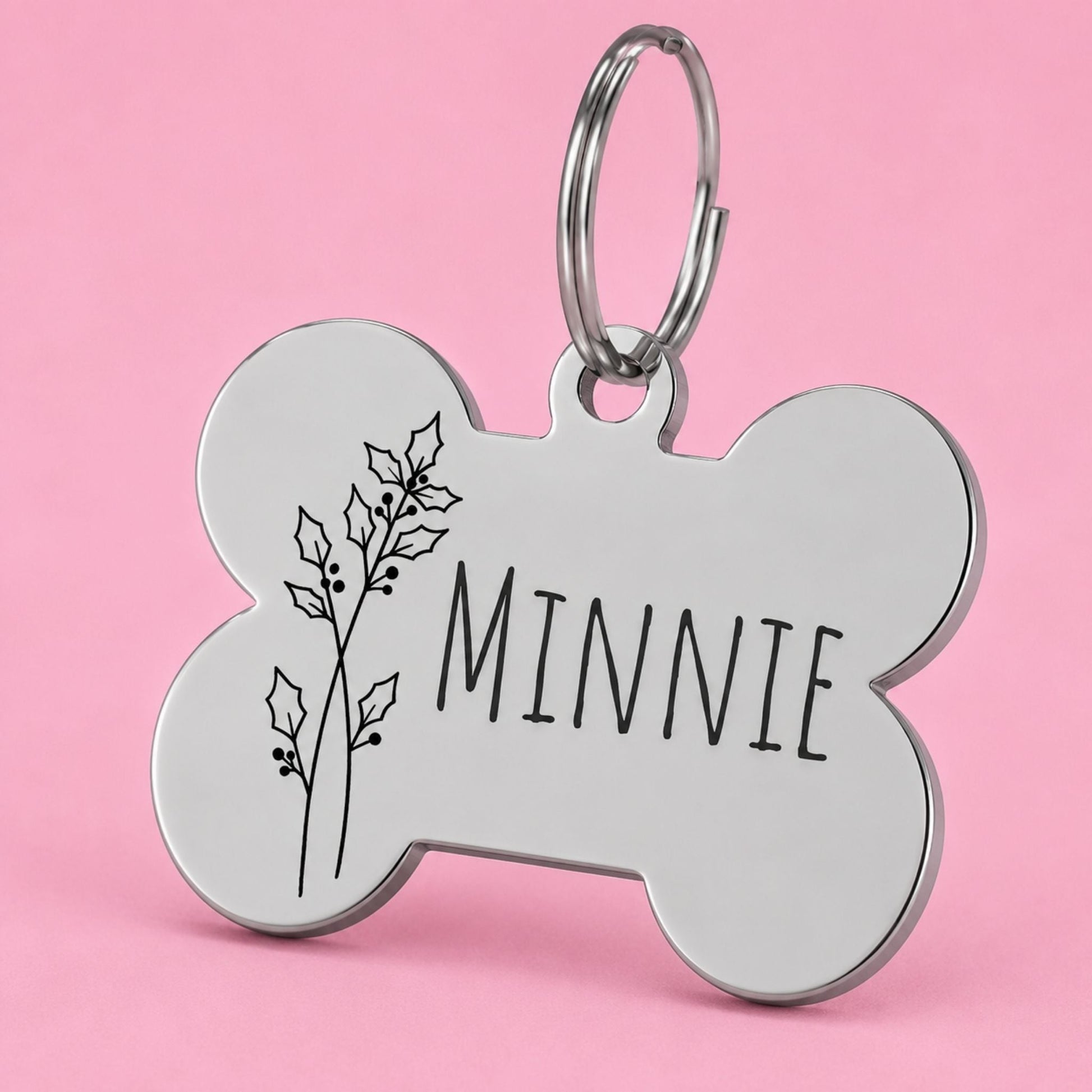 Birth Flower Dog Tag - Holly Berry Birth Flower Dog Tag, December