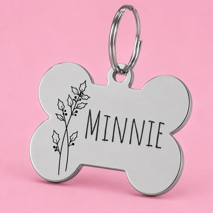 Birth Flower Dog Tag - Holly Berry Birth Flower Dog Tag, December